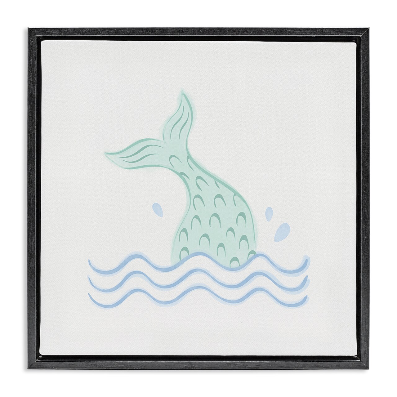 Stupell Industries Mermaid Tail in Water Framed Floater Canvas Wall Art Design by Carrie Cantwell